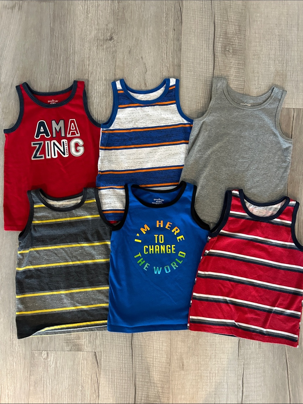 Bundle of (6) Garanimals Toddler Boy’s Tank Tops, Sz 4T